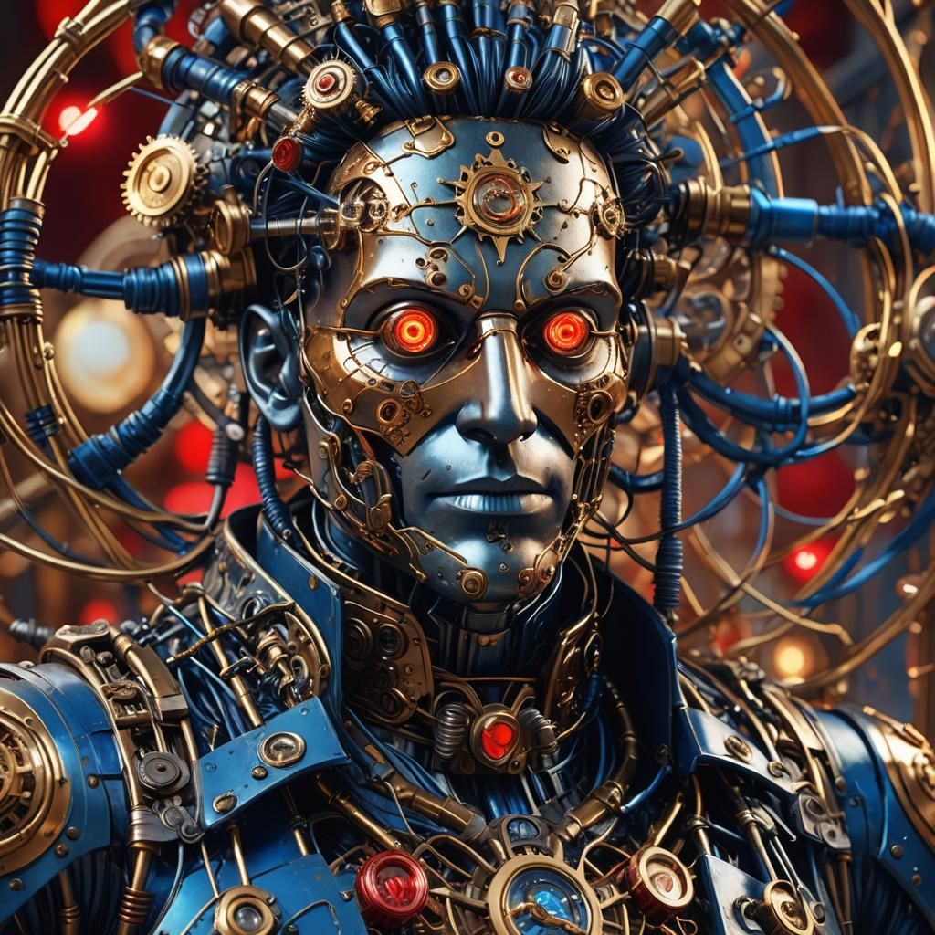 Steampunk Man with Shining Heart: Digital Art