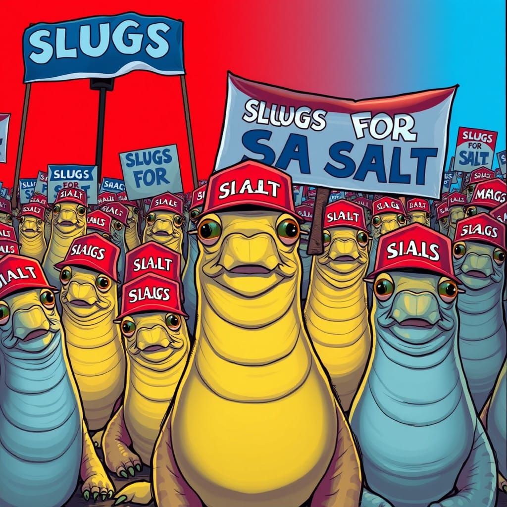 MAGA Slugs Rally for SALT in Vibrant, Hyperrealistic Art