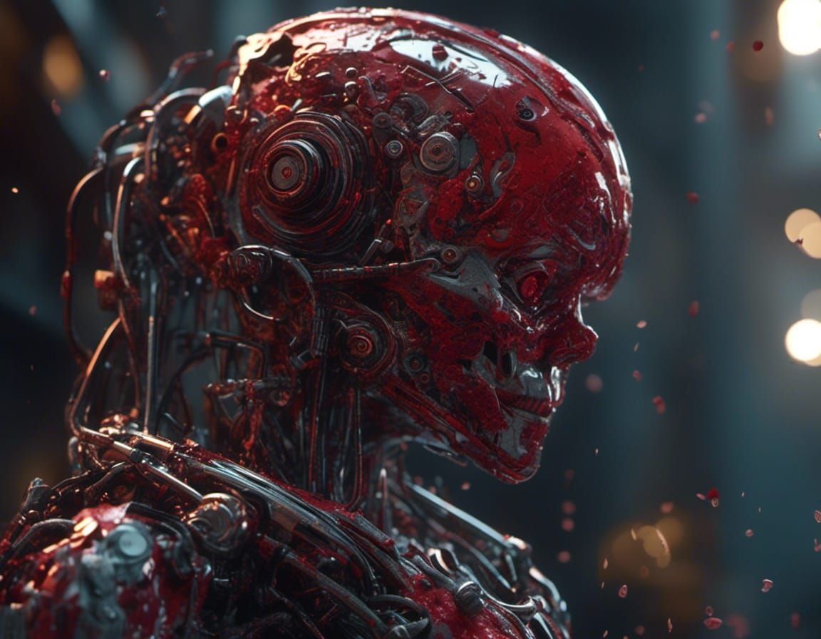 Futuristic Bloody Valentine in Hyperrealistic Sci-Fi Style