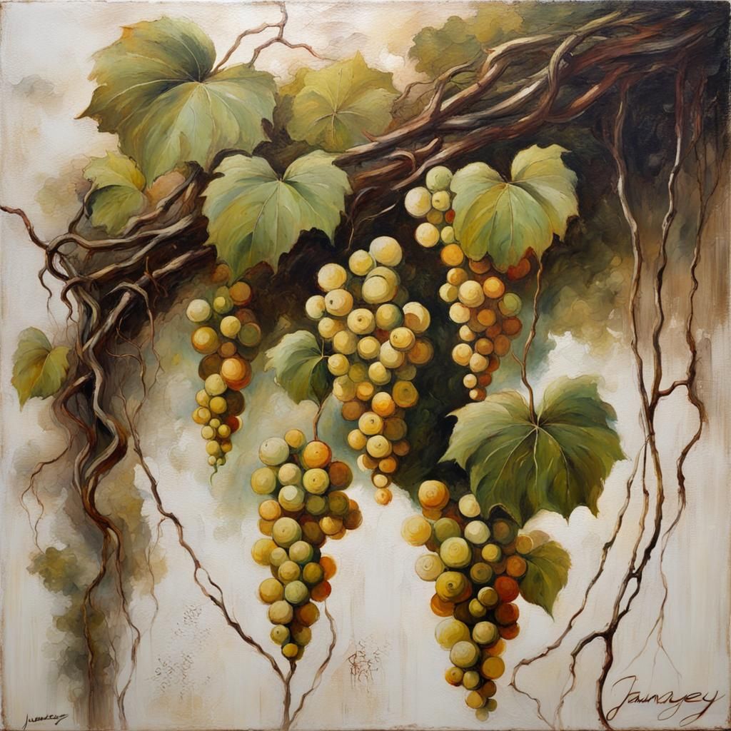 Rustic Floral Vines in Oil Painting Style