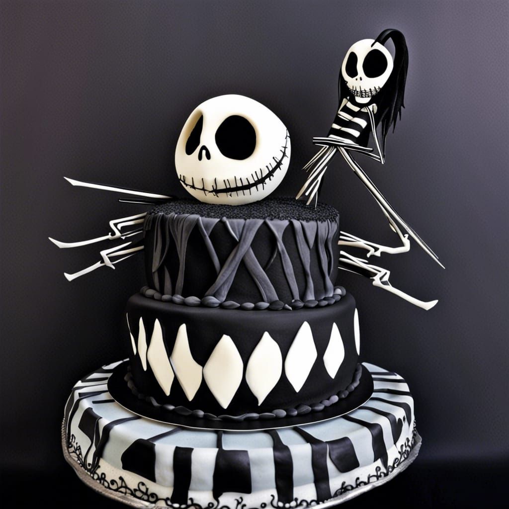 Gothic Cake Featuring Jack Skellington and Sally