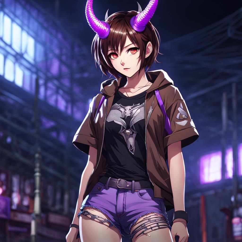 Anime Demon Girl Portrait in Mappa Style