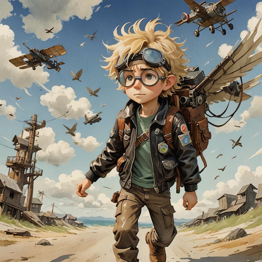 Studio Ghibli Sky Sailor's Adventure in Anime Style