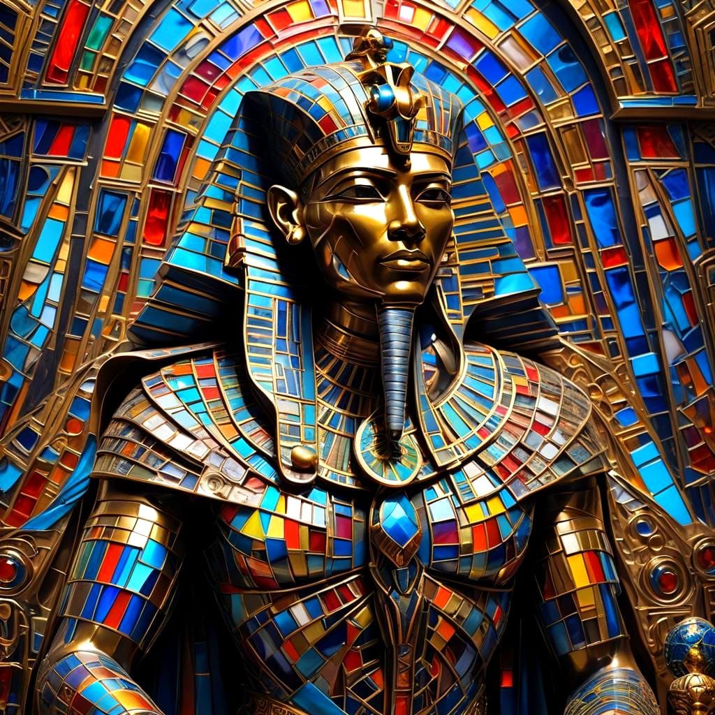 Glass Sculpture of Khafre in Enamel, Digital Matte Painting