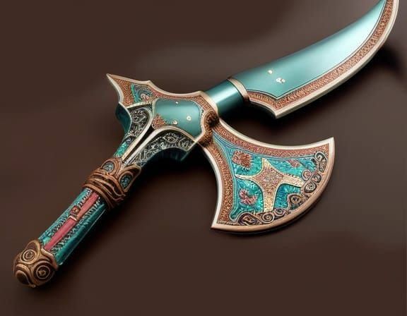 Ornate Enchanted Fantasy Axe in Rococo Style