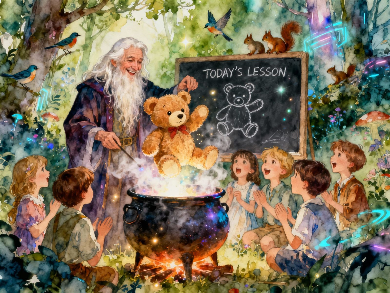 Magician Teaches Children Magic in Enchanted Forest