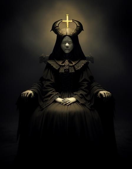 Creepy Witch in Gothic Surrealism With Divine Light