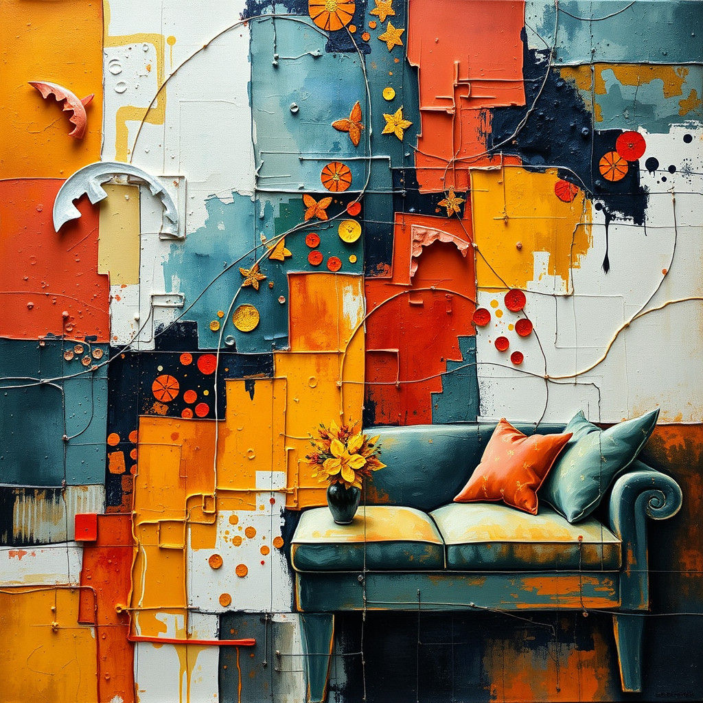 Abstract Art with Complementary Colors and Fine Details