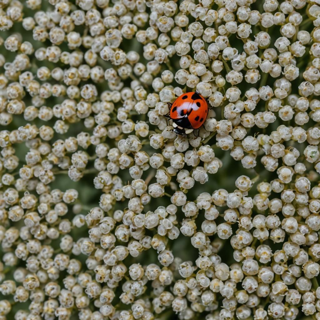 Macro Photo of a Ladybug with Dewdrop
