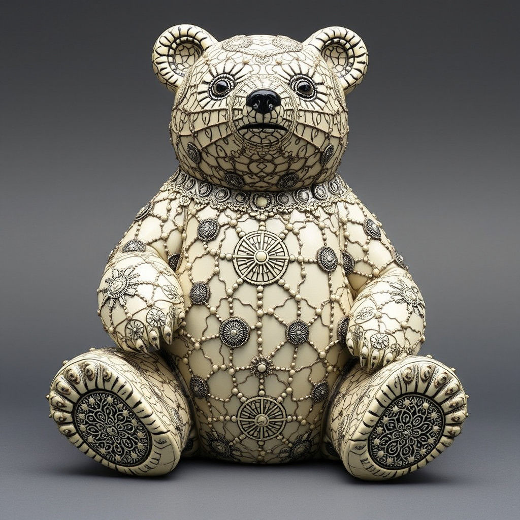 Ceramic Bear with Cosmic Visionary Style