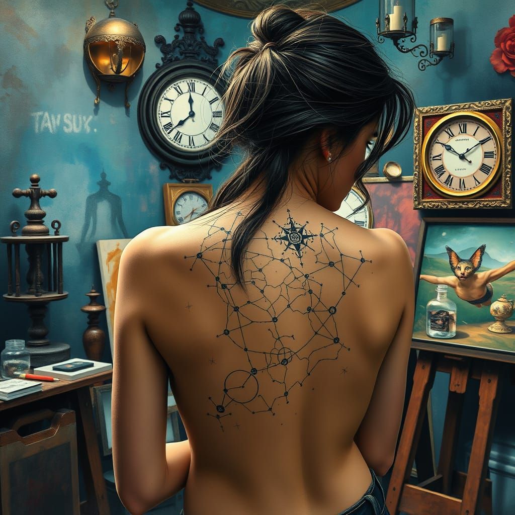 Constellation Tattoo in Surreal Art Studio, Salvador Dali St...