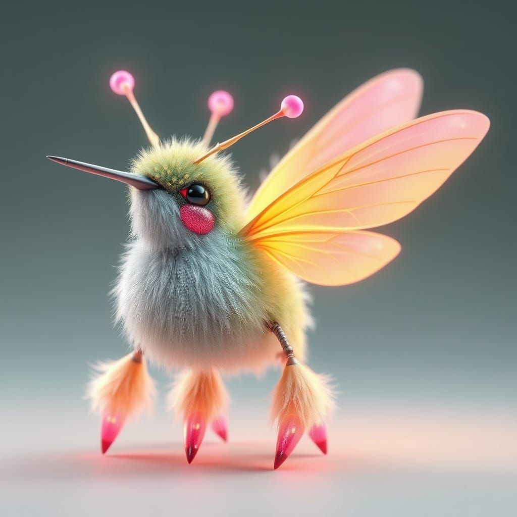 Natural hummingbird furry fairytale creature Soft