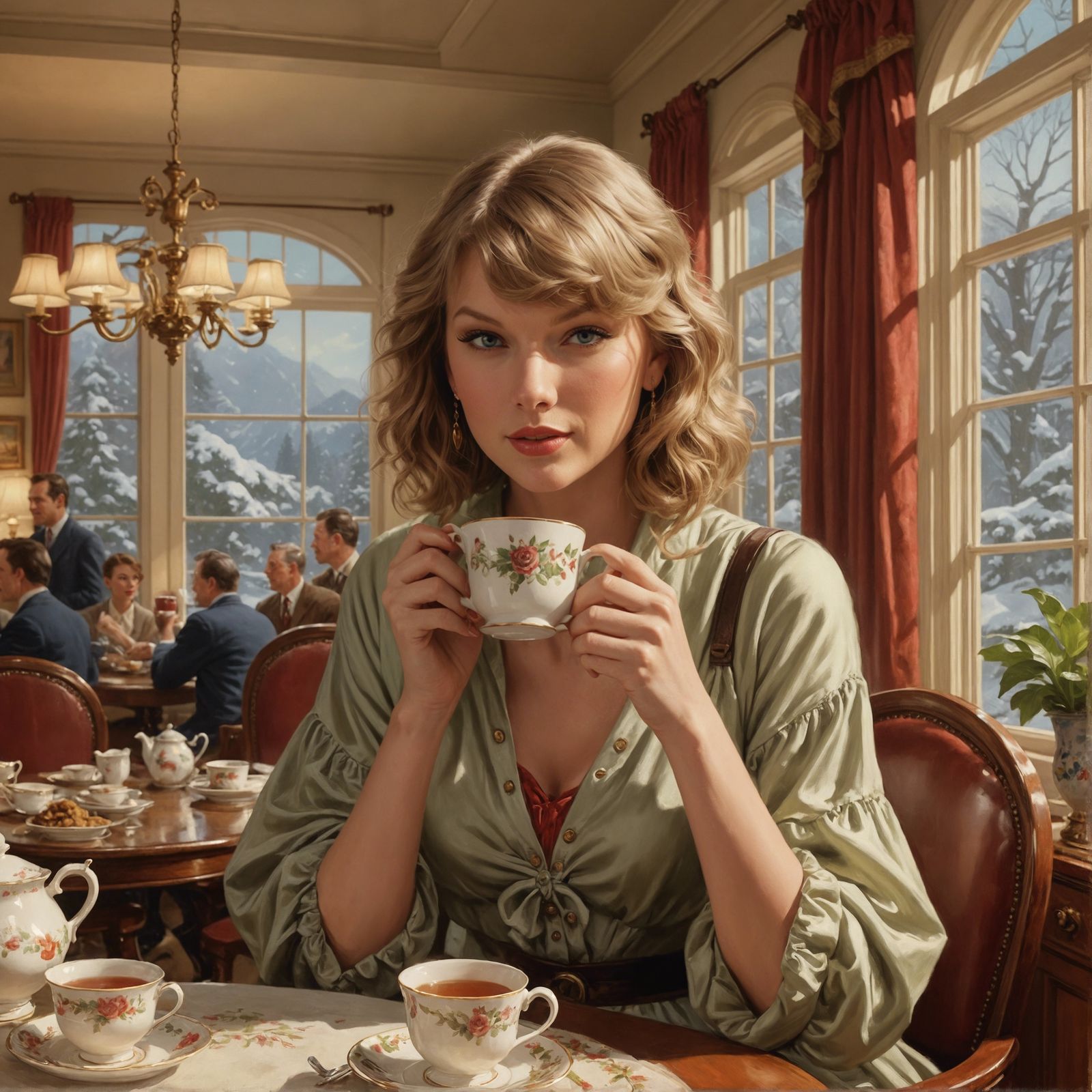 Peaceful Woman Drinking Tea in Cozy Room