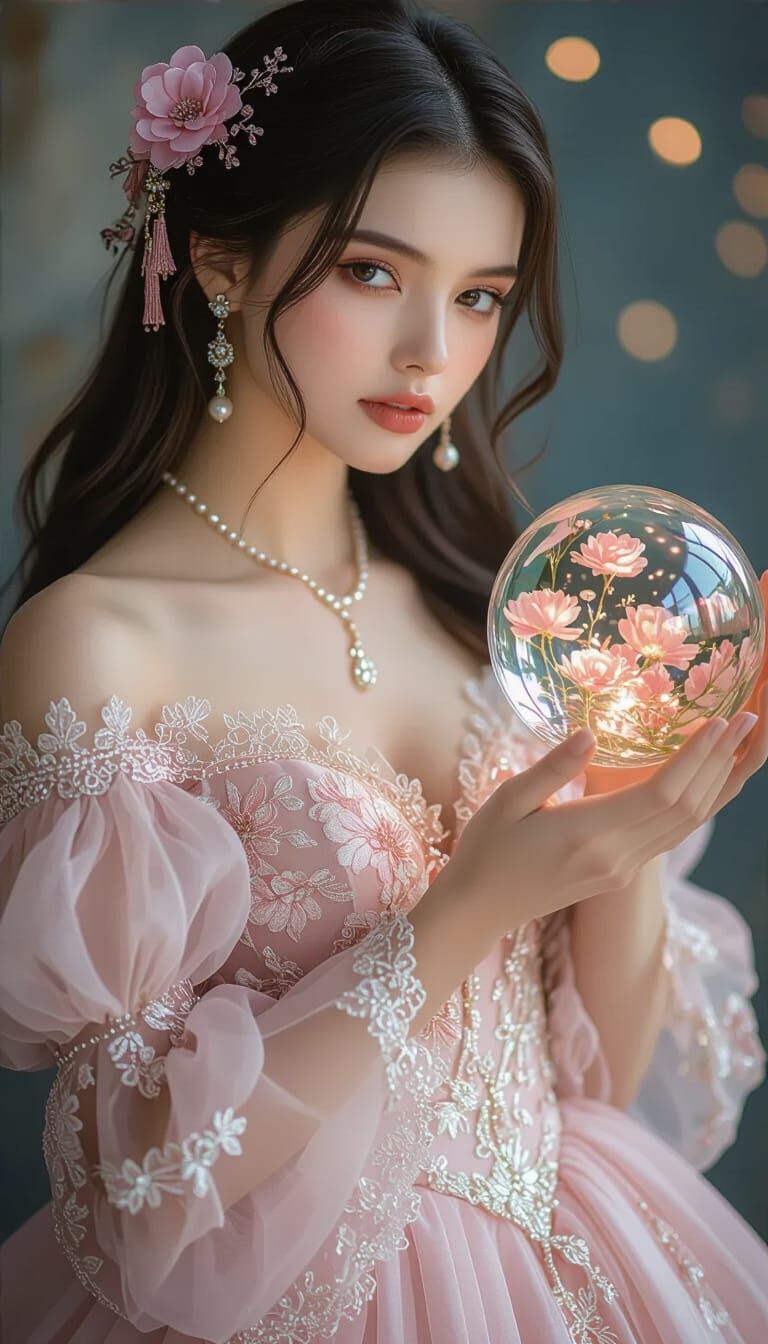 Romantic Woman with Orb, Fantasy Portrait Photography