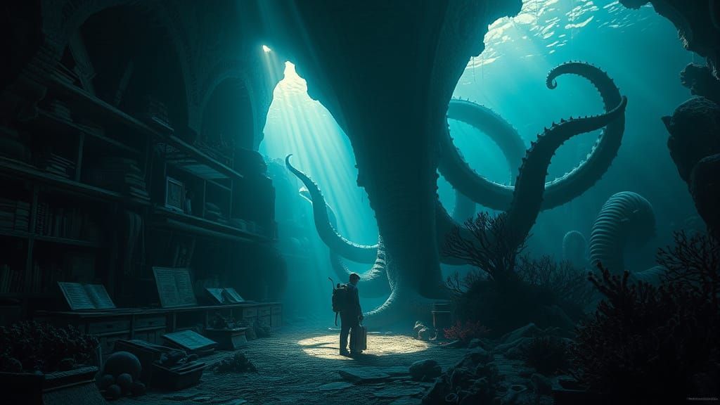 Underwater Explorer Finds Ancient Library in Eerie, Moody Sc...