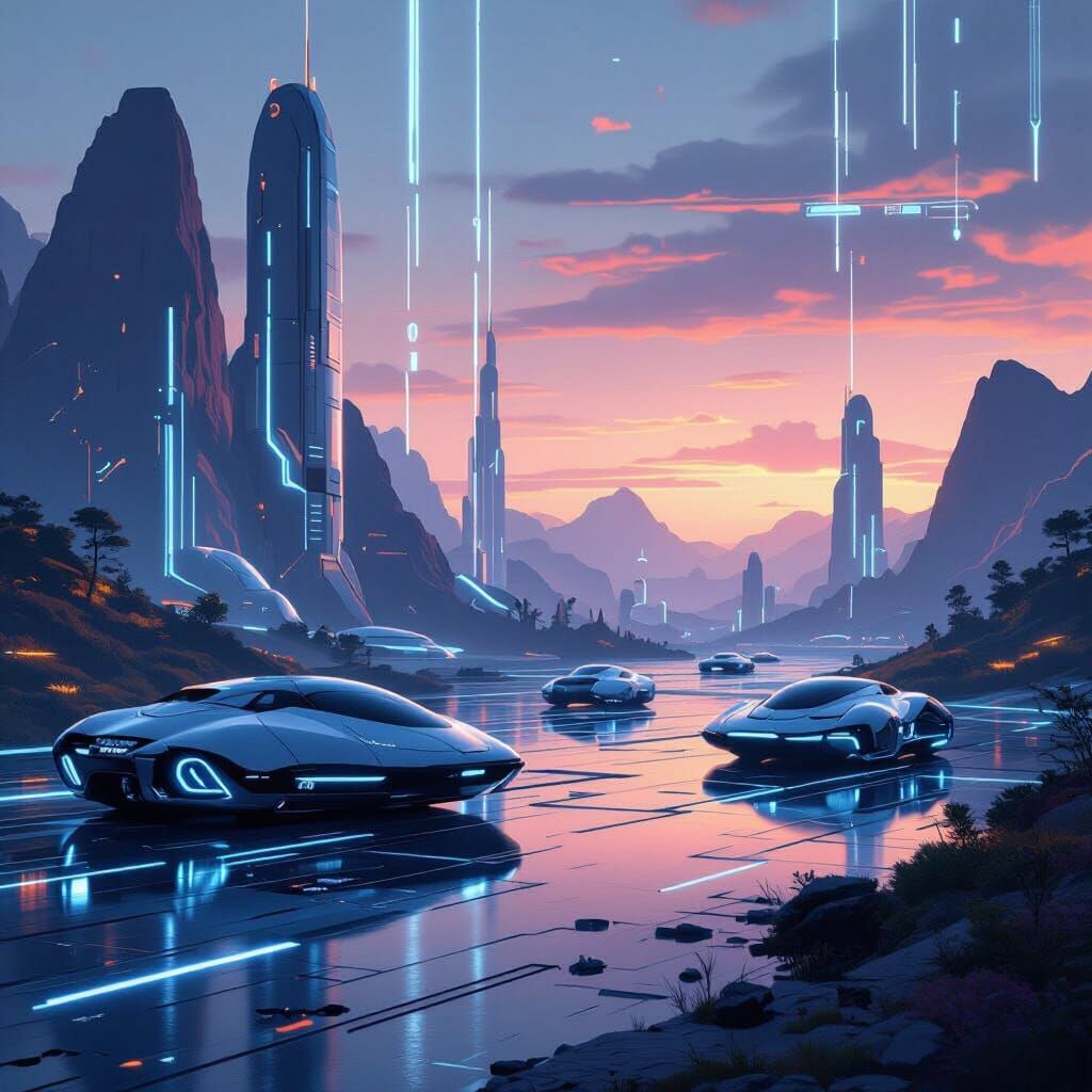 Futuristic Landscape in Syd Mead Style