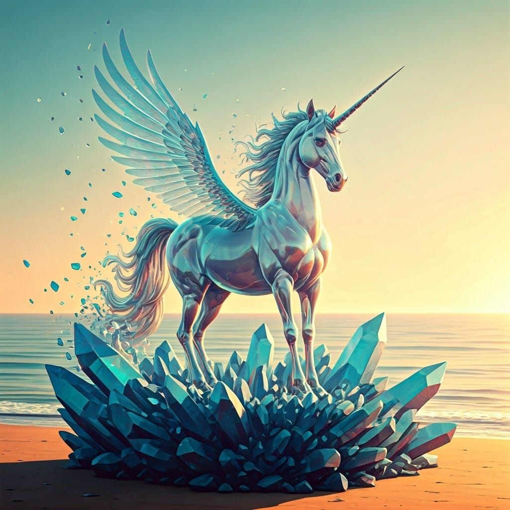 Majestic Unicorn Statue in Shattered Glass Style