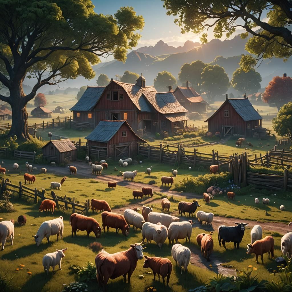 Farm at Dawn: A Matte Painting in Deep Color