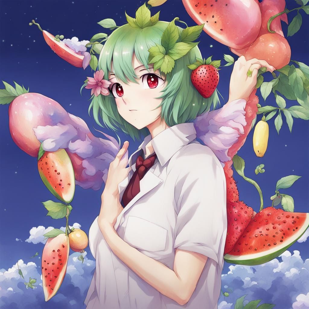 Charming Fruit Animals in Anime Style