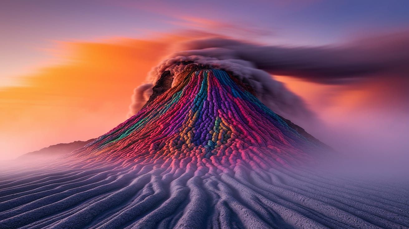 Volcanic Island Eruption with Multicolored Beads as Alcohol ...