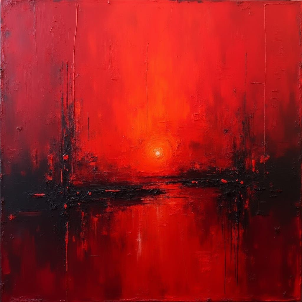 Vibrant Crimson Abstract Art Piece