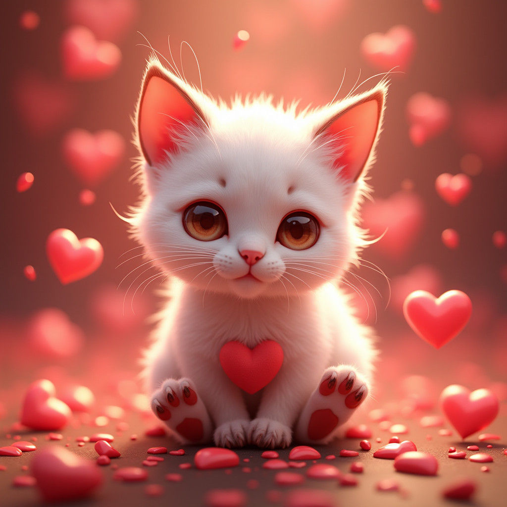 Siamese Cat in Love: 3D Anime Art