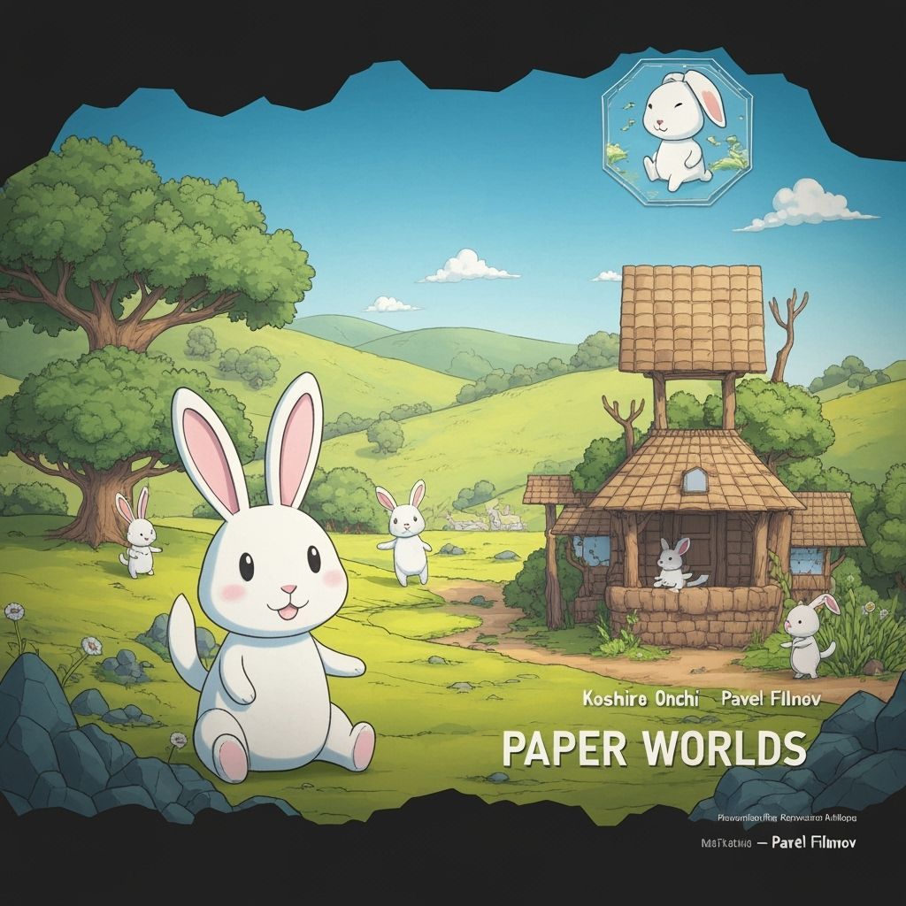 Whimsical Rabbit in a Paper World