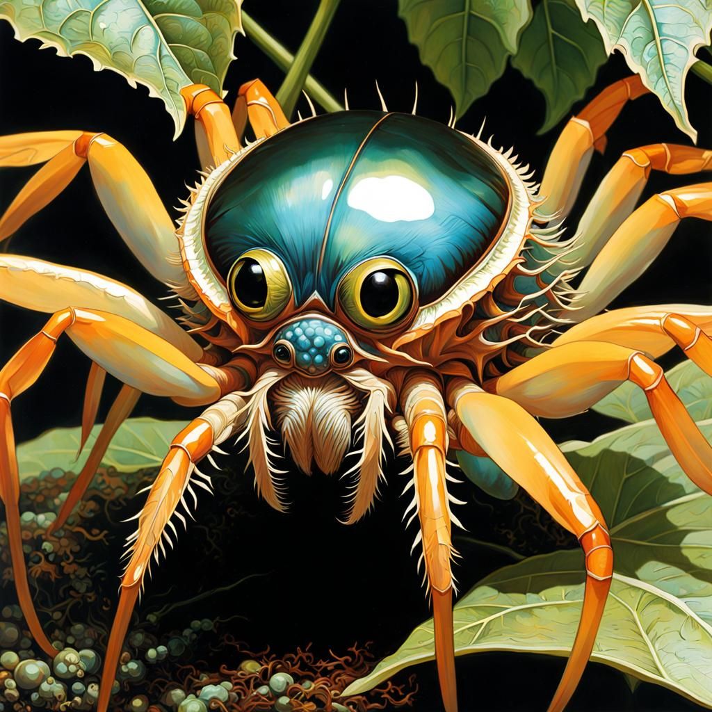 Iridescent Arthropod Close-up in Maximalist Style