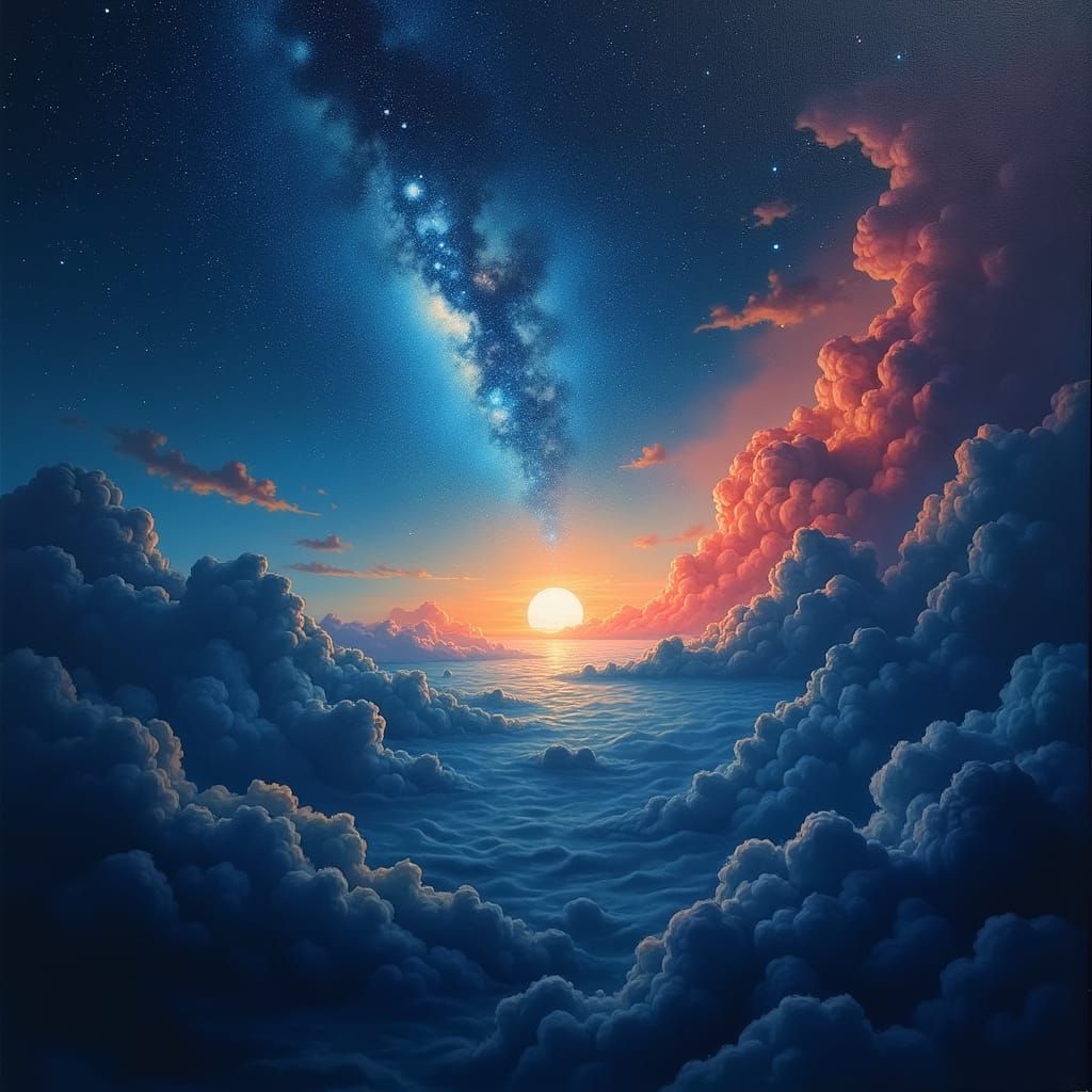 Vibrant Night Sky with Alien Landscape
