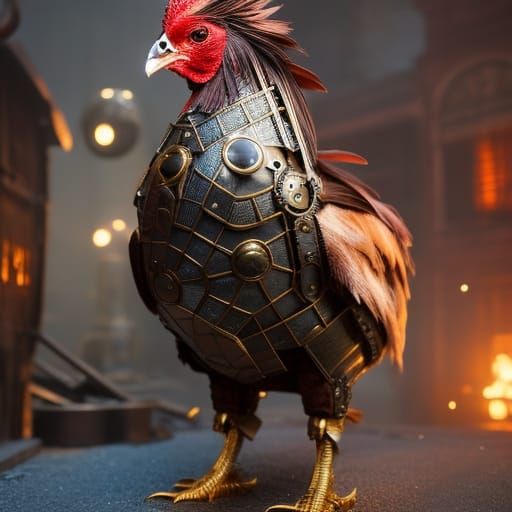 Steampunk Chicken in Intricate Armour