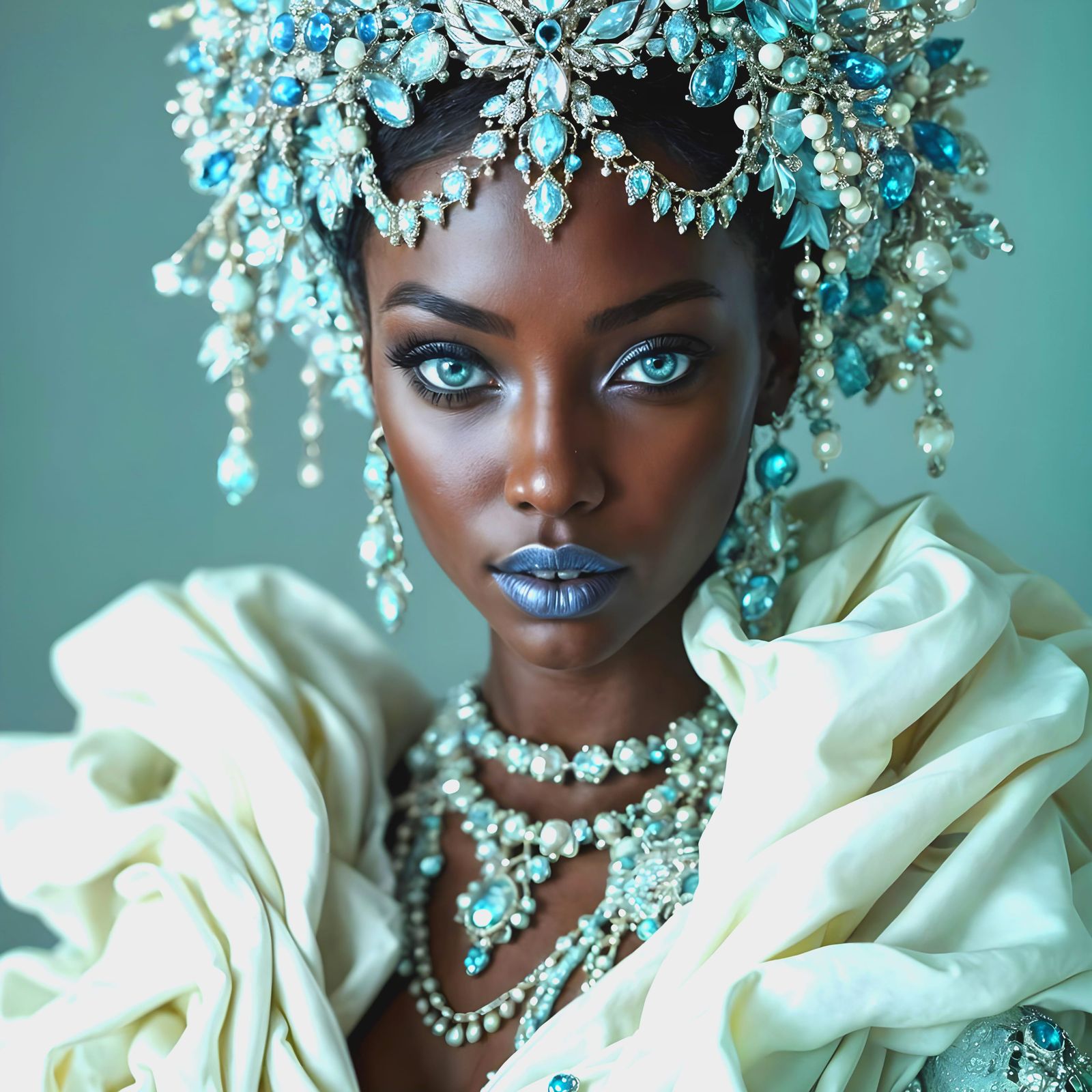 Stunning Blue-Eyed Beauty Adorned in Robin's Egg Blue Jewels