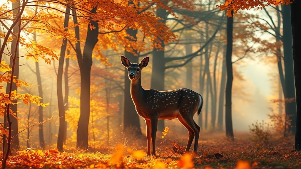 Autumn Fawn in Double Exposure Style