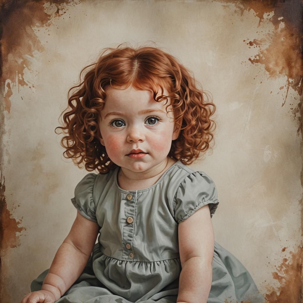 Baby Girl Portrait with Auburn Curly Hair
