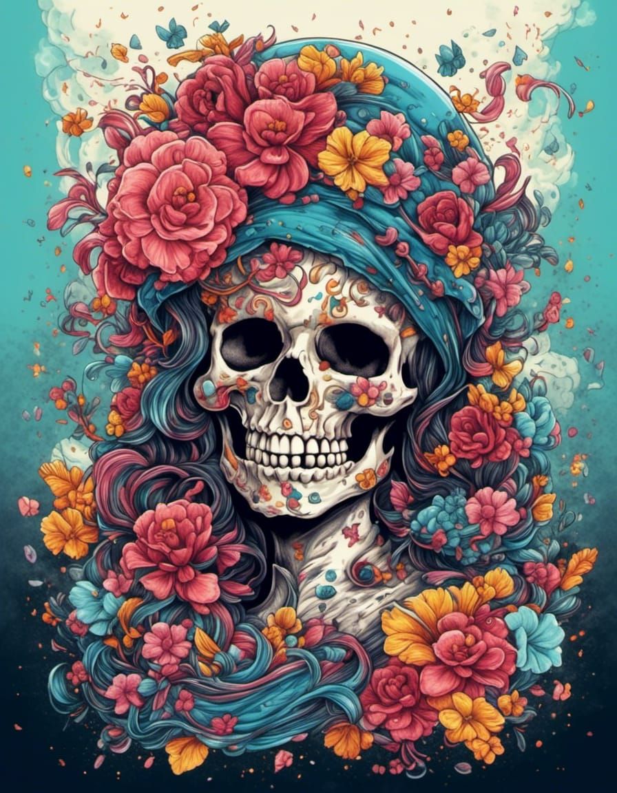Hyperreal Candy Skull T-Shirt Design