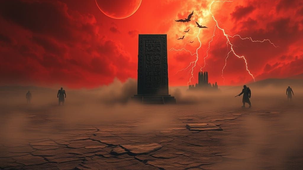 Desolate Wasteland with Ancient Monolith
