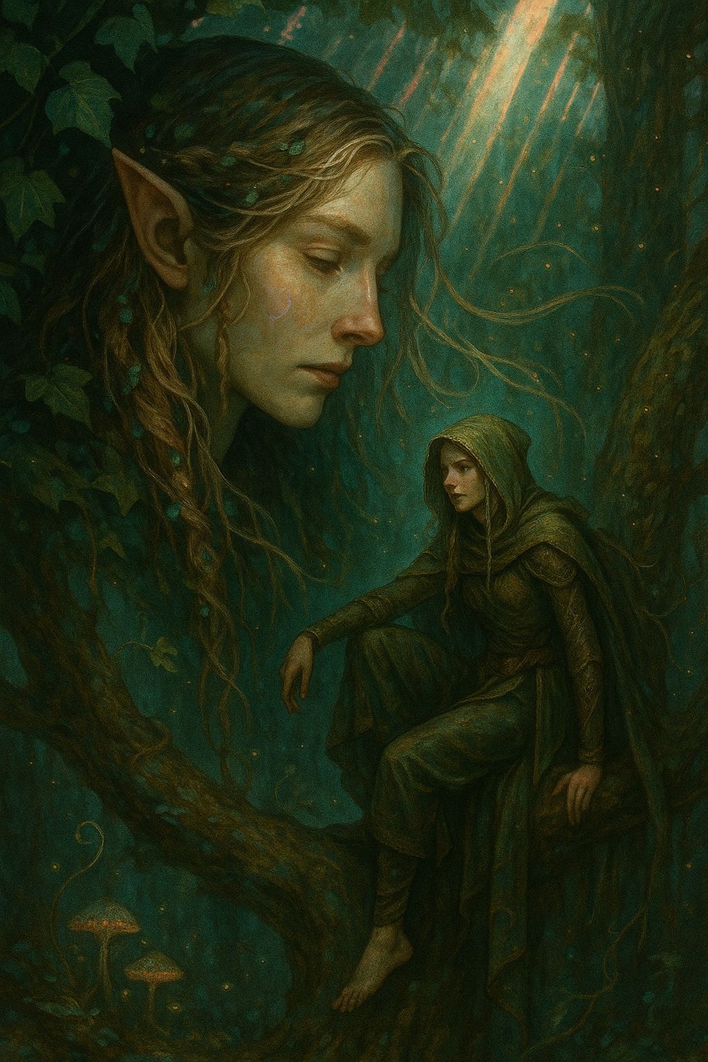 Elven Woman in Magical Forest: Graphic Novel Art