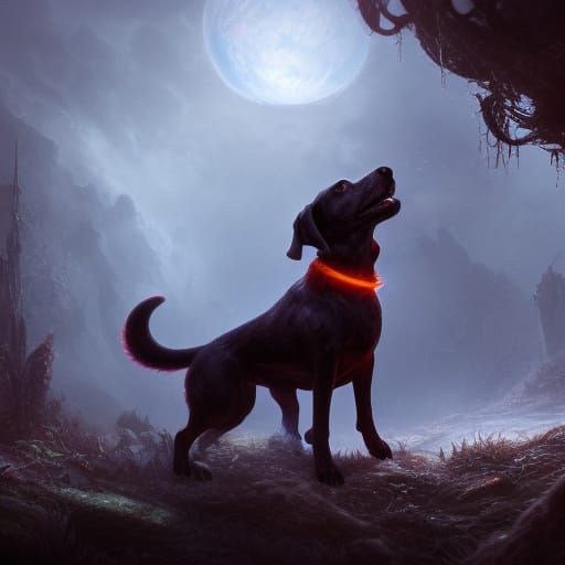 Dog Barking into Darkness: Fantasy Concept Art
