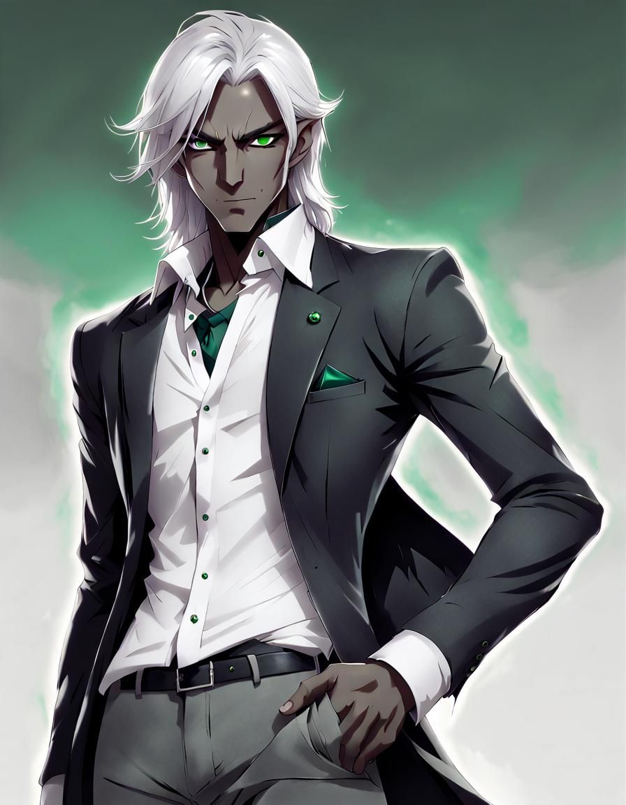 Handsome Drow Portrait in Anime Style