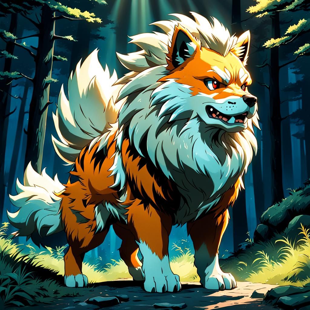 Arcanine in Studio Ghibli Style Anime Art