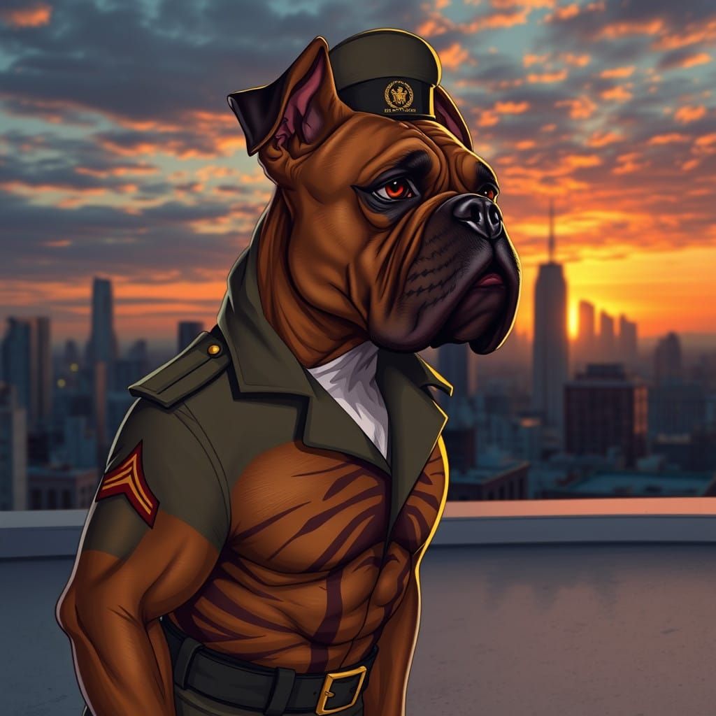 Boxer Dog as Marine Drill Sergeant by Night and Spider-Man b...