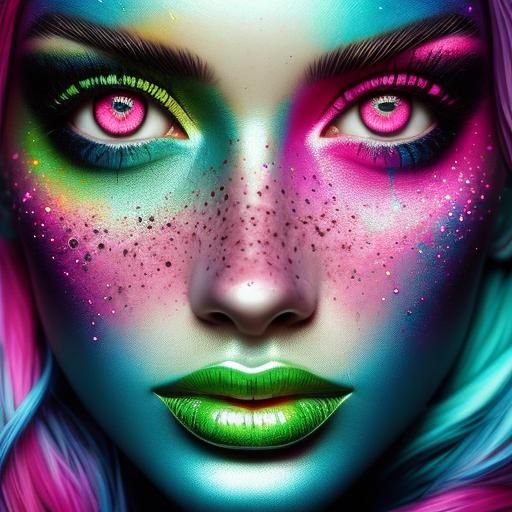 Vibrant Pop Art Portrait of Woman With Dogs