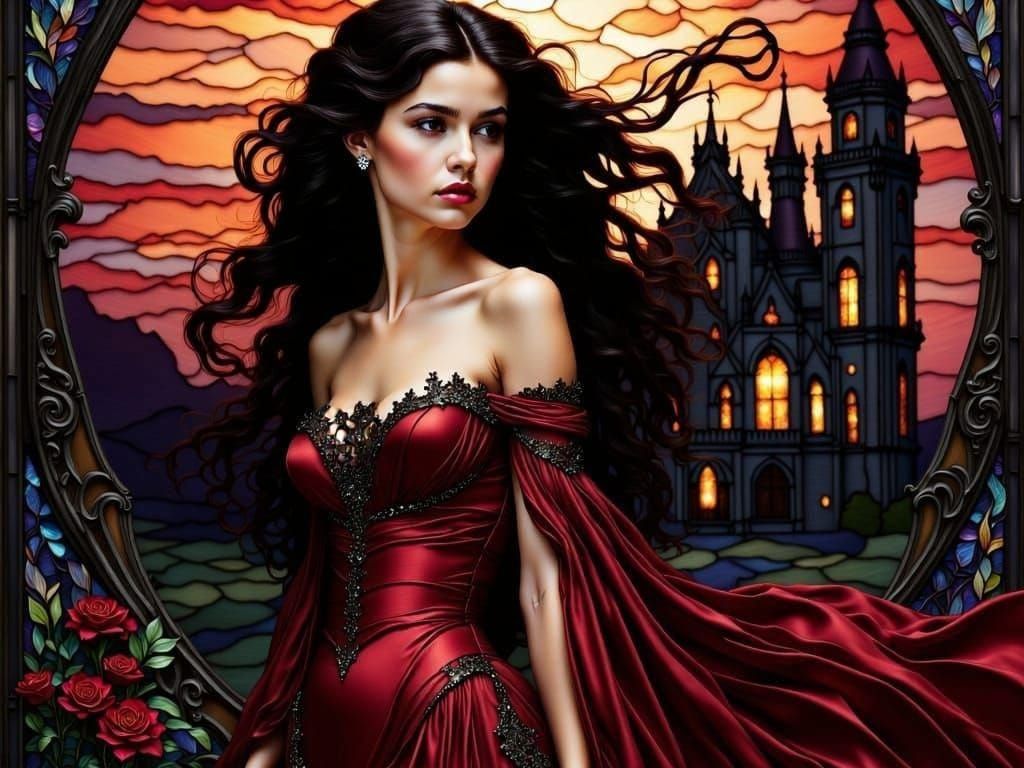 Gothic Beauty in Stained Glass Twilight