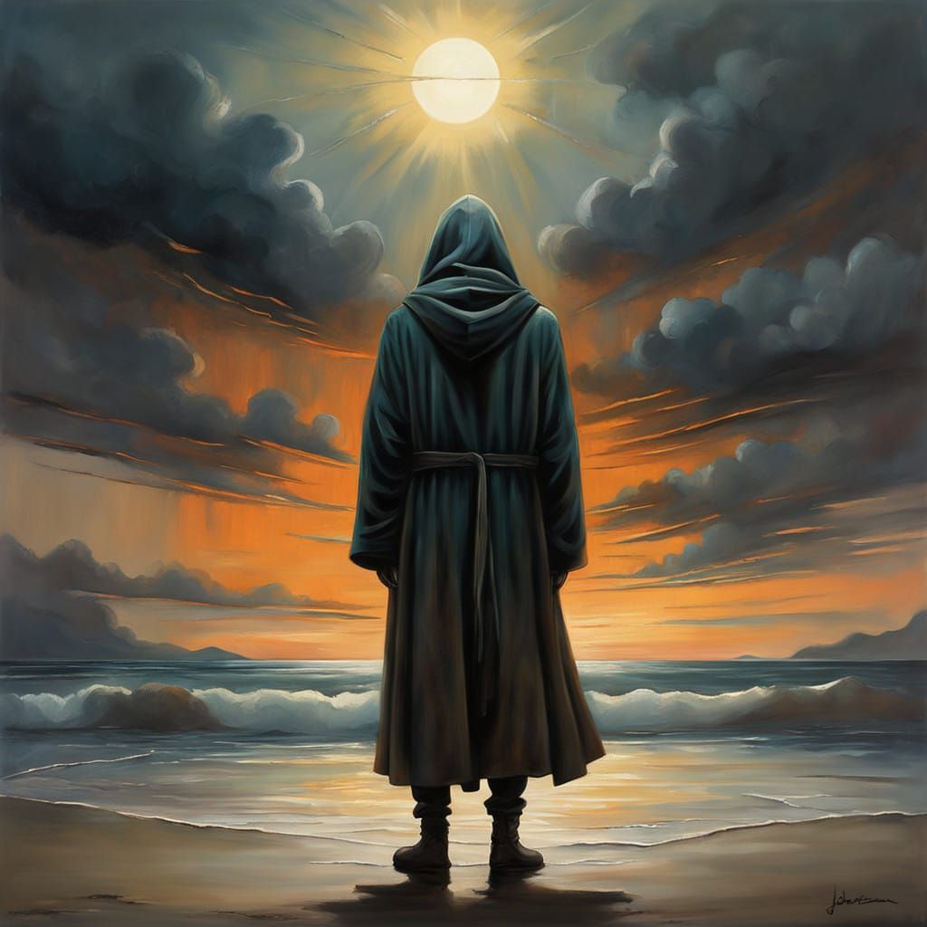 Ethereal Figure Lost in Time, in Oil-Painted Surrealist Styl...