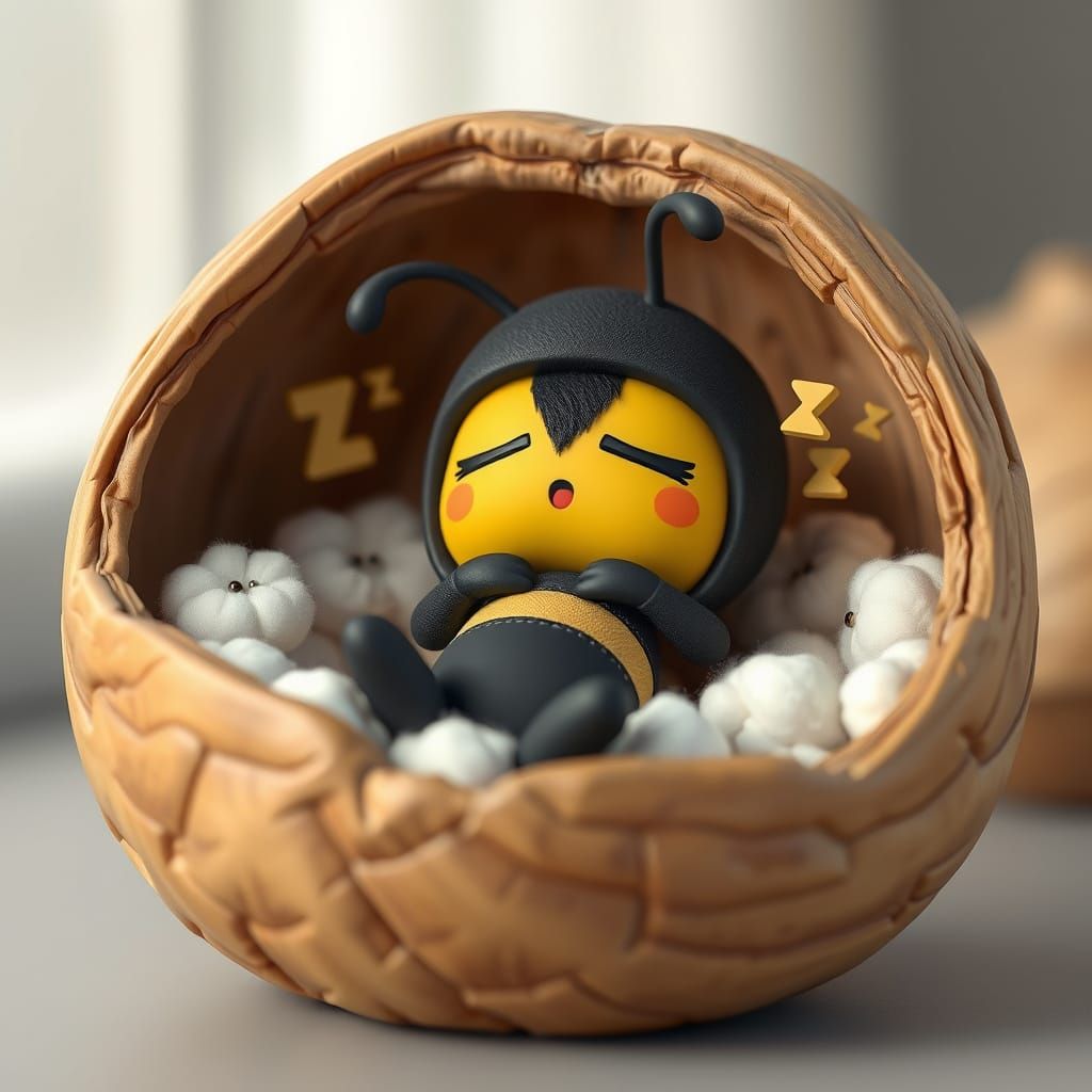 A bumblebee cozy in bed