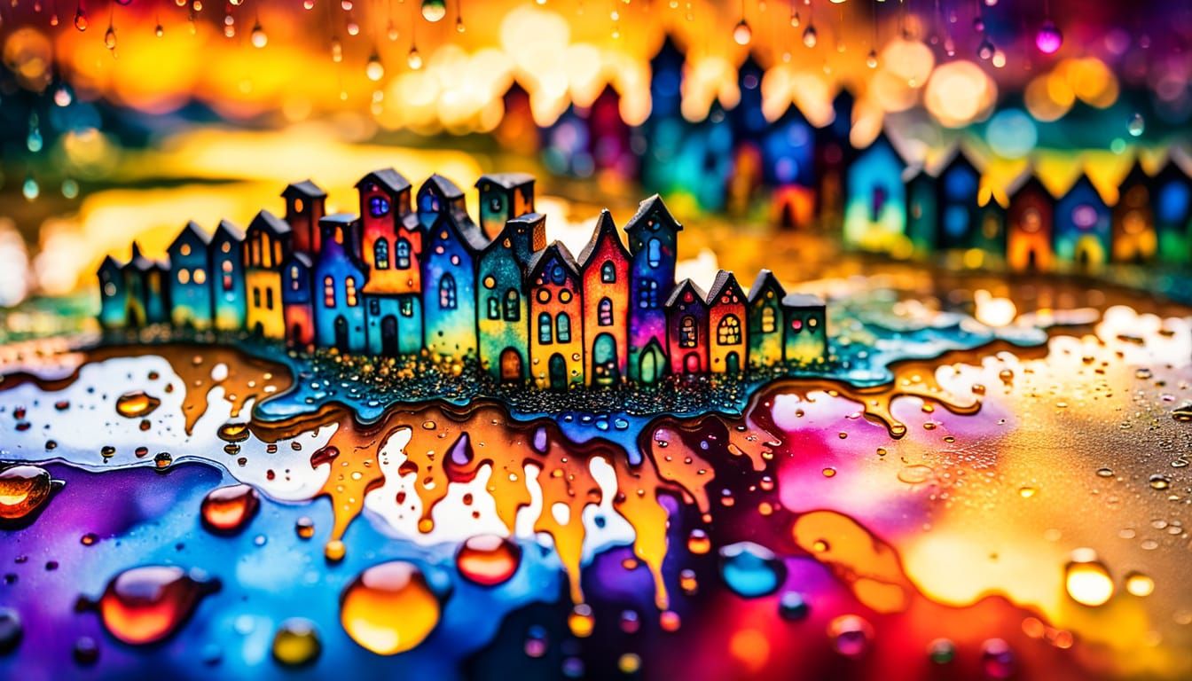 Town Rained on with Alcohol Ink Artistry