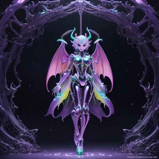 Rainbow Slime Dragon Girl with Metal Skeleton