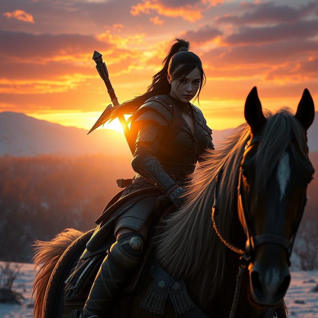 Ethereal Autumn Warrior in Dramatic Concept Art