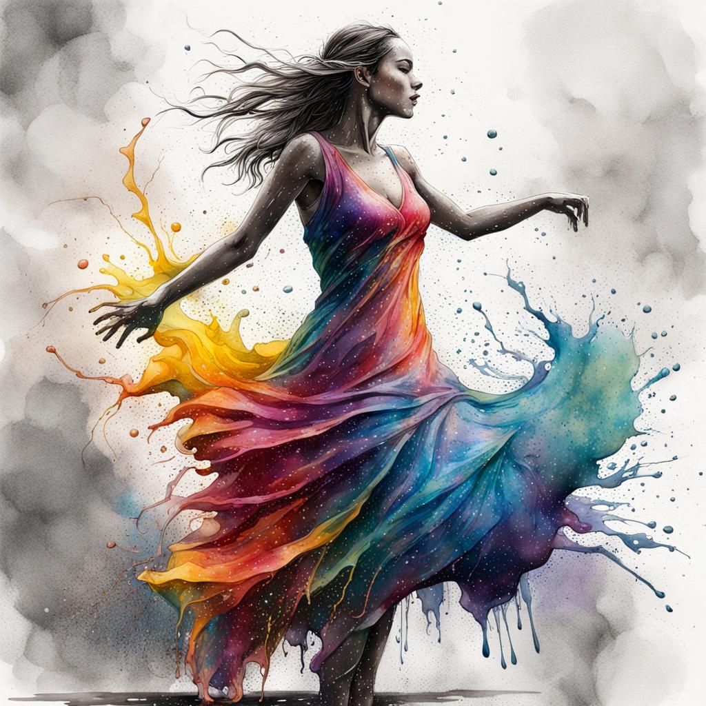 Hyperrealistic Rain Dance in Splash Art Style