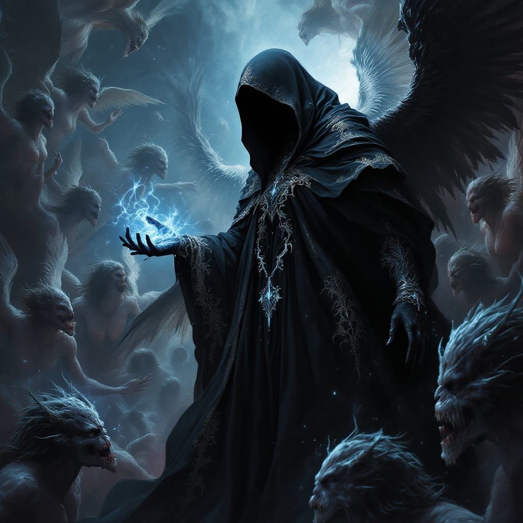 Goddess Transforms Angels into Demons: Dark Fantasy Art