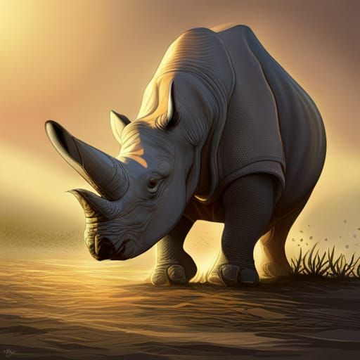 Hyperrealistic Rhino in Colorful Splash Art Style